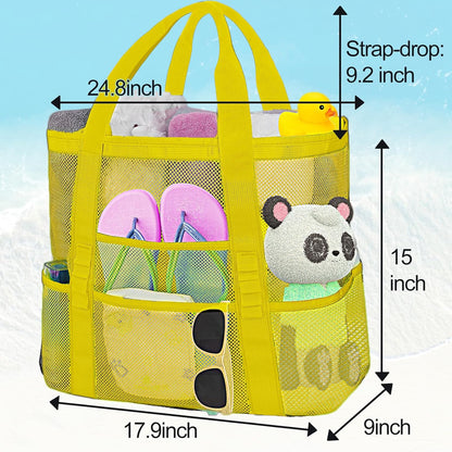 Mesh Beach Bags for Women - Plus Waterproof Sandproof Tote Bag