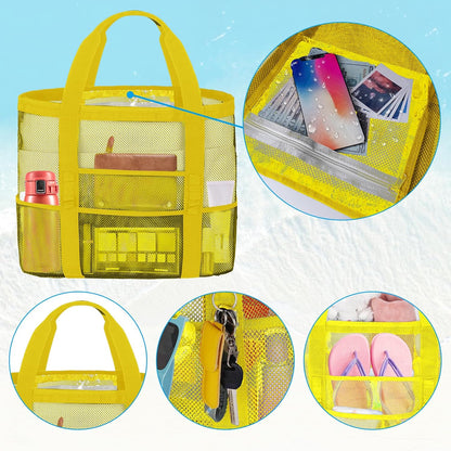 Mesh Beach Bags for Women - Plus Waterproof Sandproof Tote Bag