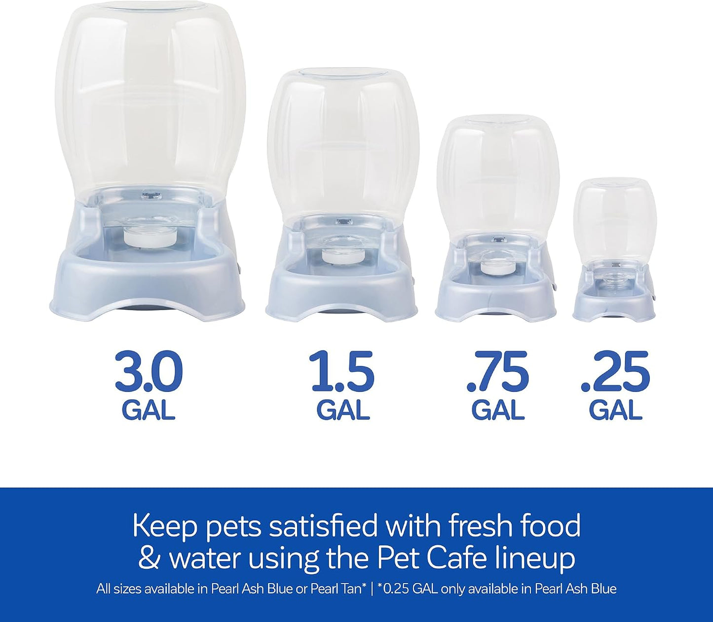 Pet Cafe Cat and Dog Water Dispenser Extra Small Water Bowl for Kittens and Puppies, USA Made, 0.25 GAL, 7.3"H, Pearl Ash Blue