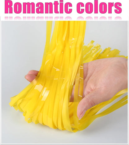 2PC Yellow Backdrop Curtain for Birthday Party Decorations, Yellow Streamers Fringe Backdrop Birthday Decorations, Foil Fringe Curtains Party Decorations