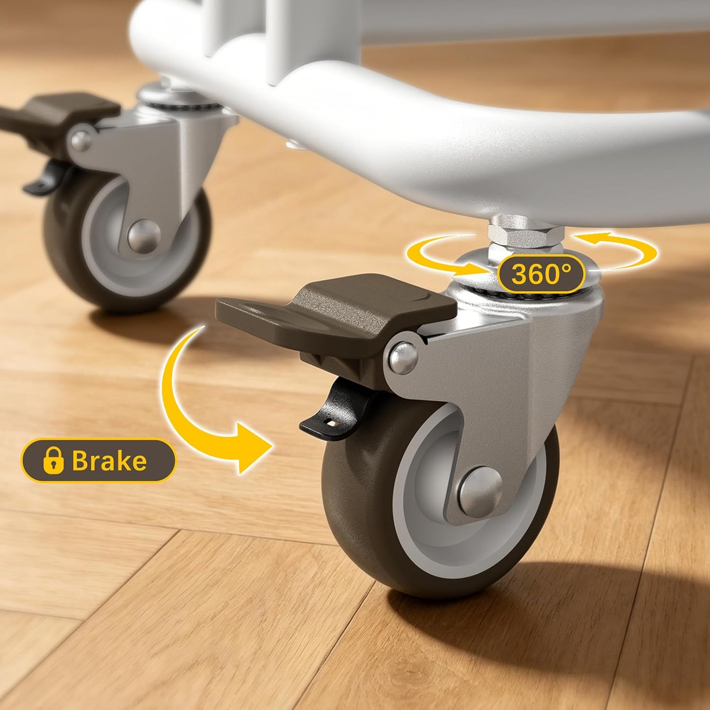3 Tier Rolling Cart Metal Heavy Duty Utility Cart with Silent Caster Lockable Wheel Multi-Functional Organization Carts Storage Trolley with Mesh Shelves for Office Kitchen Living Room Yellow