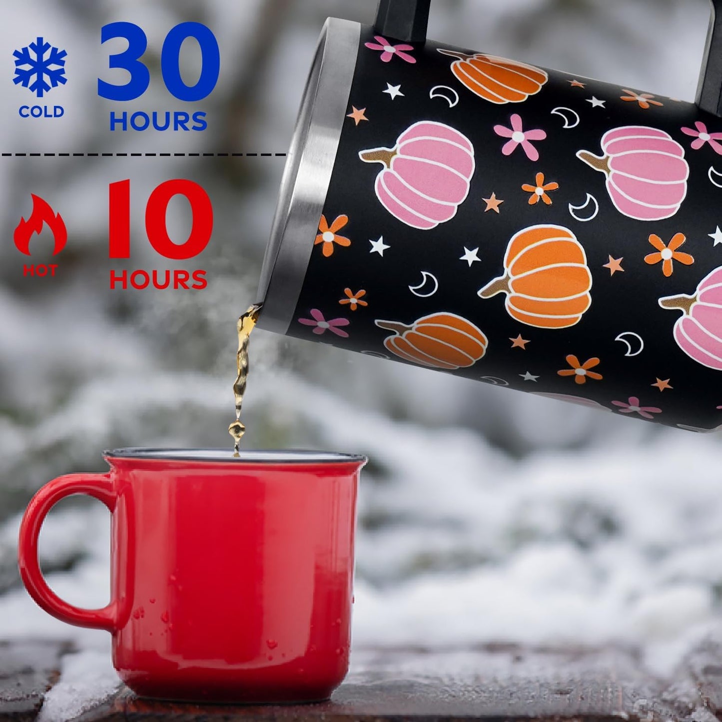 Floral Lemon Tumbler with Handle and Straw Lid 40 oz,Cute Spring Summer Gift for Women Men Friends Boho Flowers Vacuum Insulated Leak Proof Stainless Steel Coffee Cup Mug