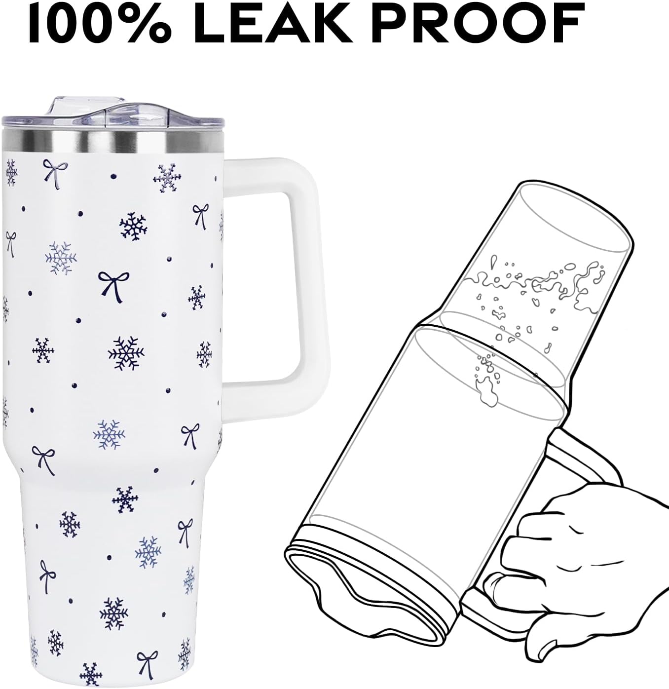 Floral Lemon Tumbler with Handle and Straw Lid 40 oz,Cute Spring Summer Gift for Women Men Friends Boho Flowers Vacuum Insulated Leak Proof Stainless Steel Coffee Cup Mug