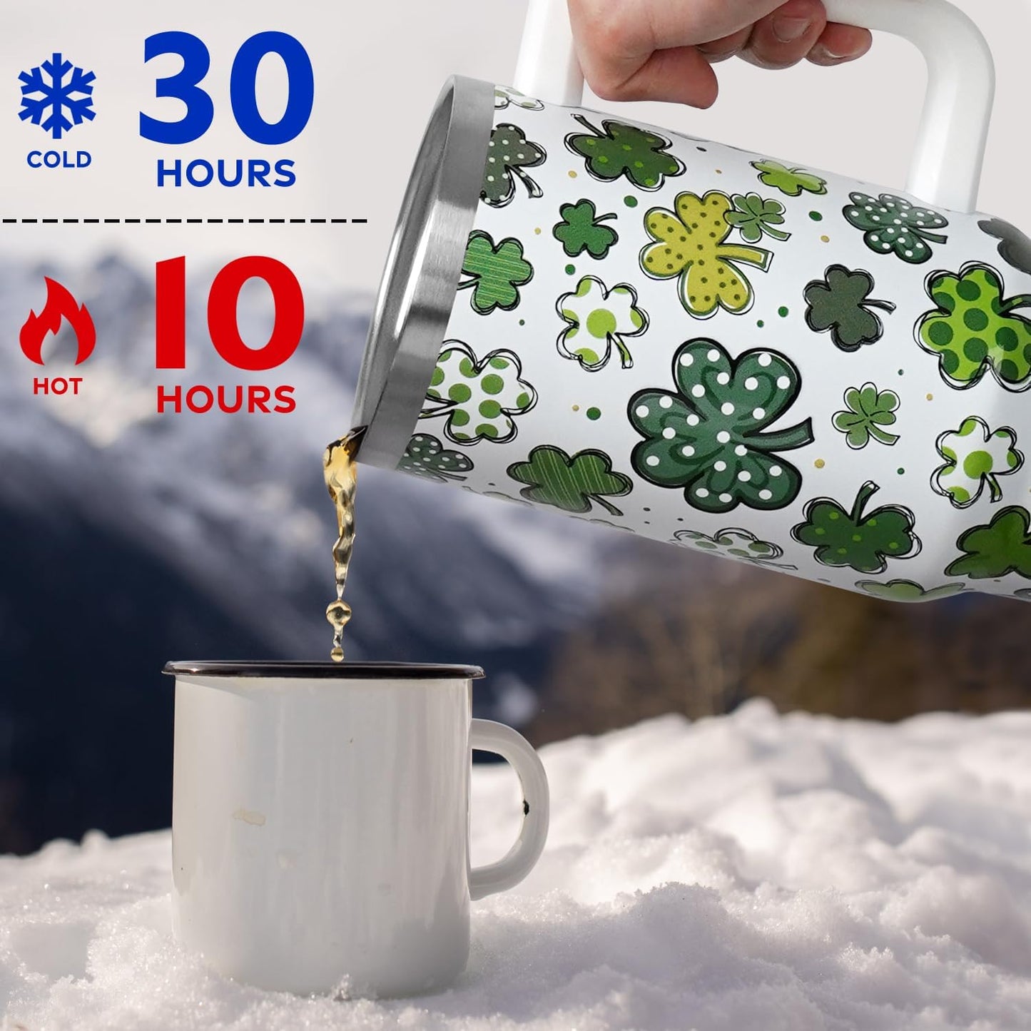 Floral Lemon Tumbler with Handle and Straw Lid 40 oz,Cute Spring Summer Gift for Women Men Friends Boho Flowers Vacuum Insulated Leak Proof Stainless Steel Coffee Cup Mug