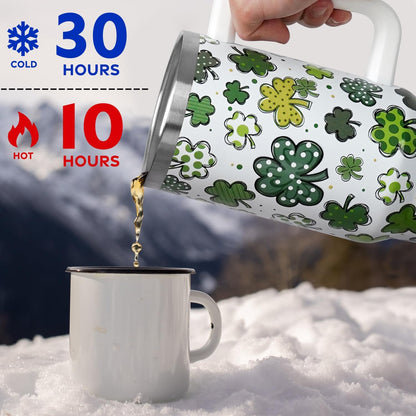 Floral Lemon Tumbler with Handle and Straw Lid 40 oz,Cute Spring Summer Gift for Women Men Friends Boho Flowers Vacuum Insulated Leak Proof Stainless Steel Coffee Cup Mug