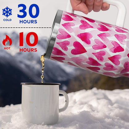 Floral Lemon Tumbler with Handle and Straw Lid 40 oz,Cute Spring Summer Gift for Women Men Friends Boho Flowers Vacuum Insulated Leak Proof Stainless Steel Coffee Cup Mug