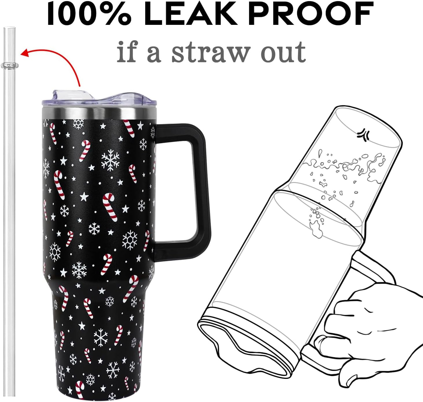 Floral Lemon Tumbler with Handle and Straw Lid 40 oz,Cute Spring Summer Gift for Women Men Friends Boho Flowers Vacuum Insulated Leak Proof Stainless Steel Coffee Cup Mug