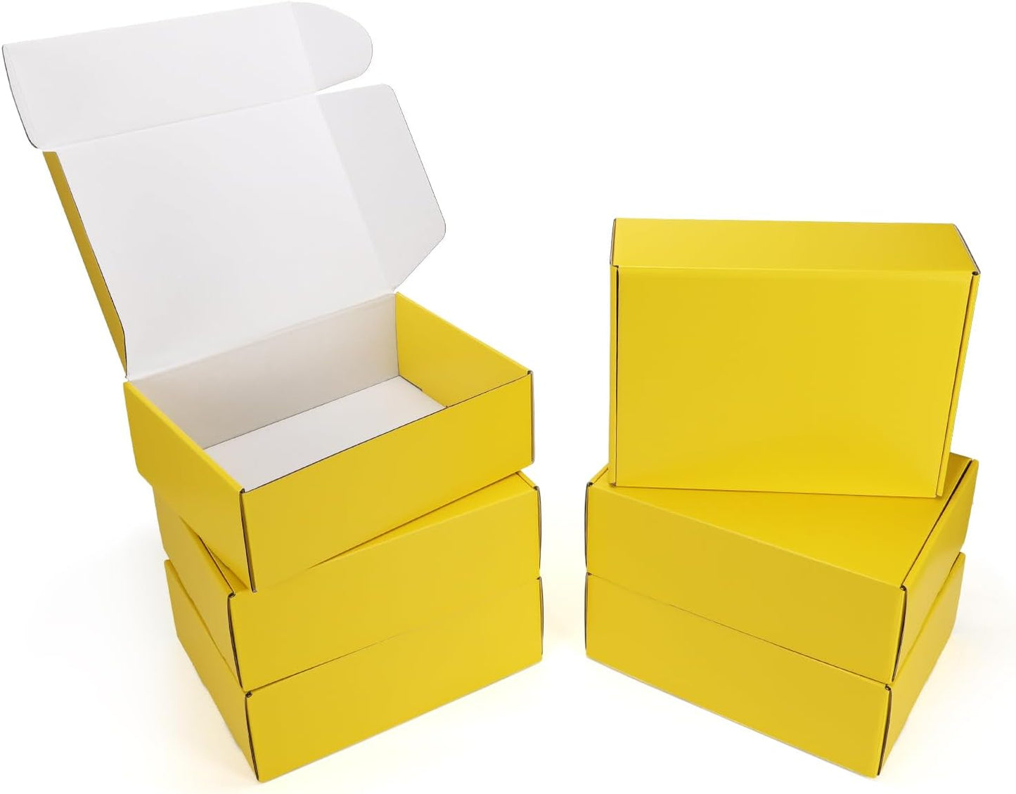 6 Pack 12x9x4 in Cardboard Shipping Boxes, Lemon Yellow Gift Box | Bright Color, Tuck Top, Quick Fold, Easy Assemble, Shape Well, Single Corrugated, Shirt, Shoe, Small Business Packaging
