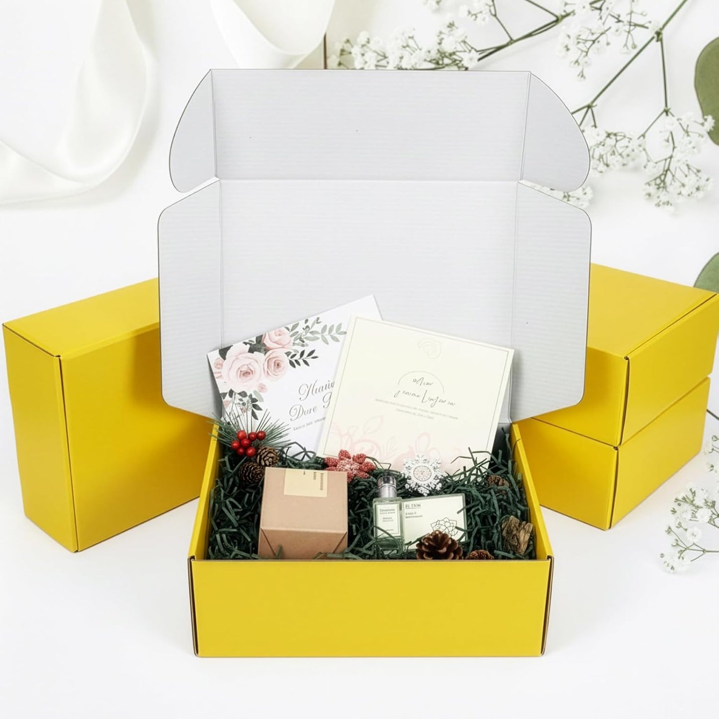 6 Pack 12x9x4 in Cardboard Shipping Boxes, Lemon Yellow Gift Box | Bright Color, Tuck Top, Quick Fold, Easy Assemble, Shape Well, Single Corrugated, Shirt, Shoe, Small Business Packaging