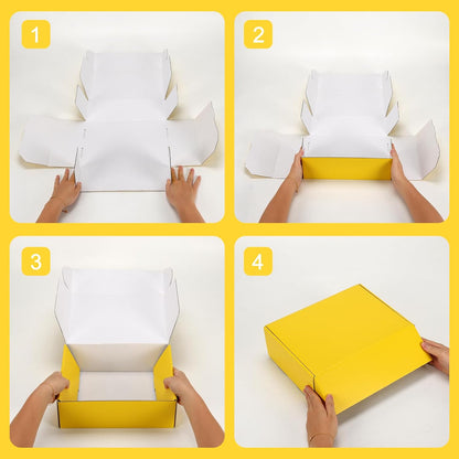 6 Pack 12x9x4 in Cardboard Shipping Boxes, Lemon Yellow Gift Box | Bright Color, Tuck Top, Quick Fold, Easy Assemble, Shape Well, Single Corrugated, Shirt, Shoe, Small Business Packaging