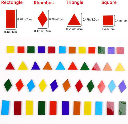 Mosaic Tile Stained Glass 4 Mixed Shapes Mosaics Tiles Pieces for DIY Crafts Suppliers, Tiffany Lamps Candles Photo Frame (Transparent)