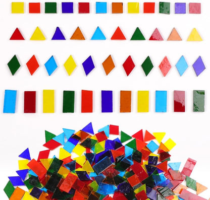 Mosaic Tile Stained Glass 4 Mixed Shapes Mosaics Tiles Pieces for DIY Crafts Suppliers, Tiffany Lamps Candles Photo Frame (Transparent)