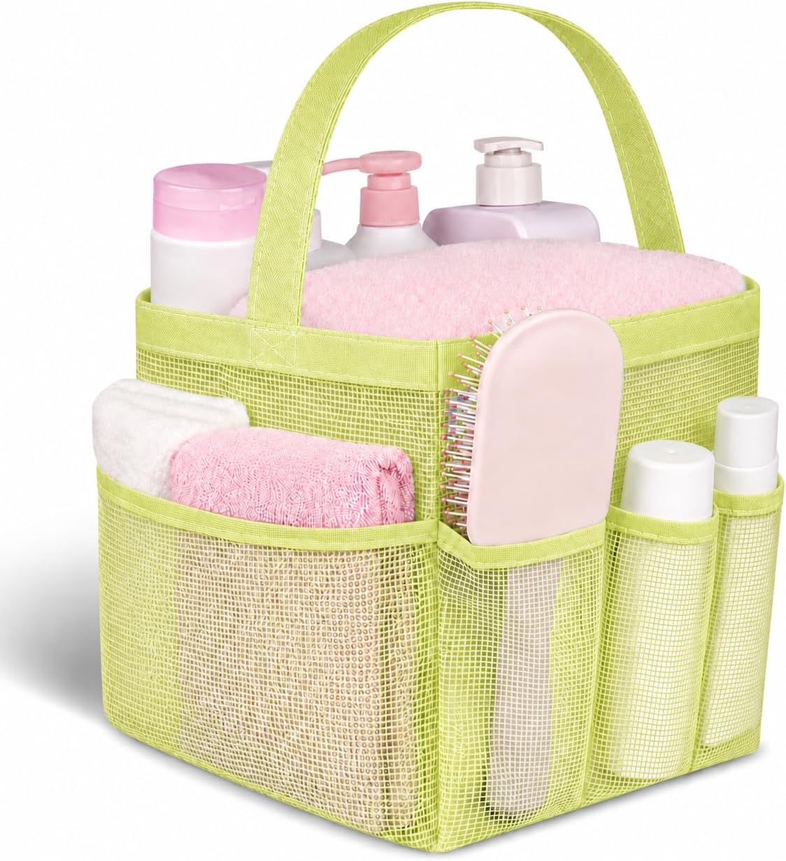 Mesh Shower Caddy Portable for College Dorm Room Camping Essentials, Shower Caddy Dorm with 9-Pockets, Large Capacity Hanging Basket Bathroom Bag for Toiletry, Swimming, Gym, Camp, Beach