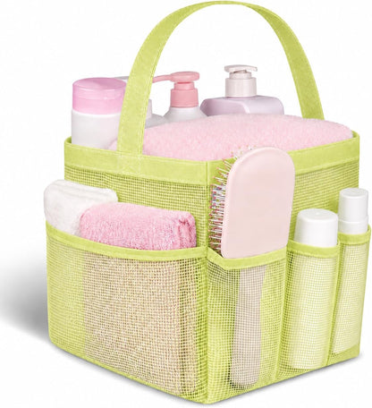 Mesh Shower Caddy Portable for College Dorm Room Camping Essentials, Shower Caddy Dorm with 9-Pockets, Large Capacity Hanging Basket Bathroom Bag for Toiletry, Swimming, Gym, Camp, Beach