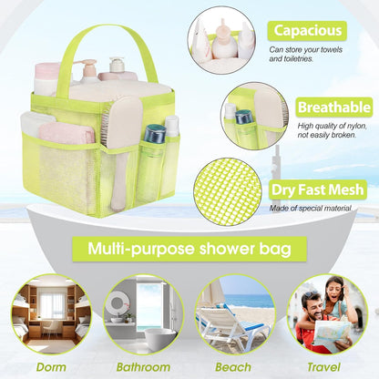 Mesh Shower Caddy Portable for College Dorm Room Camping Essentials, Shower Caddy Dorm with 9-Pockets, Large Capacity Hanging Basket Bathroom Bag for Toiletry, Swimming, Gym, Camp, Beach