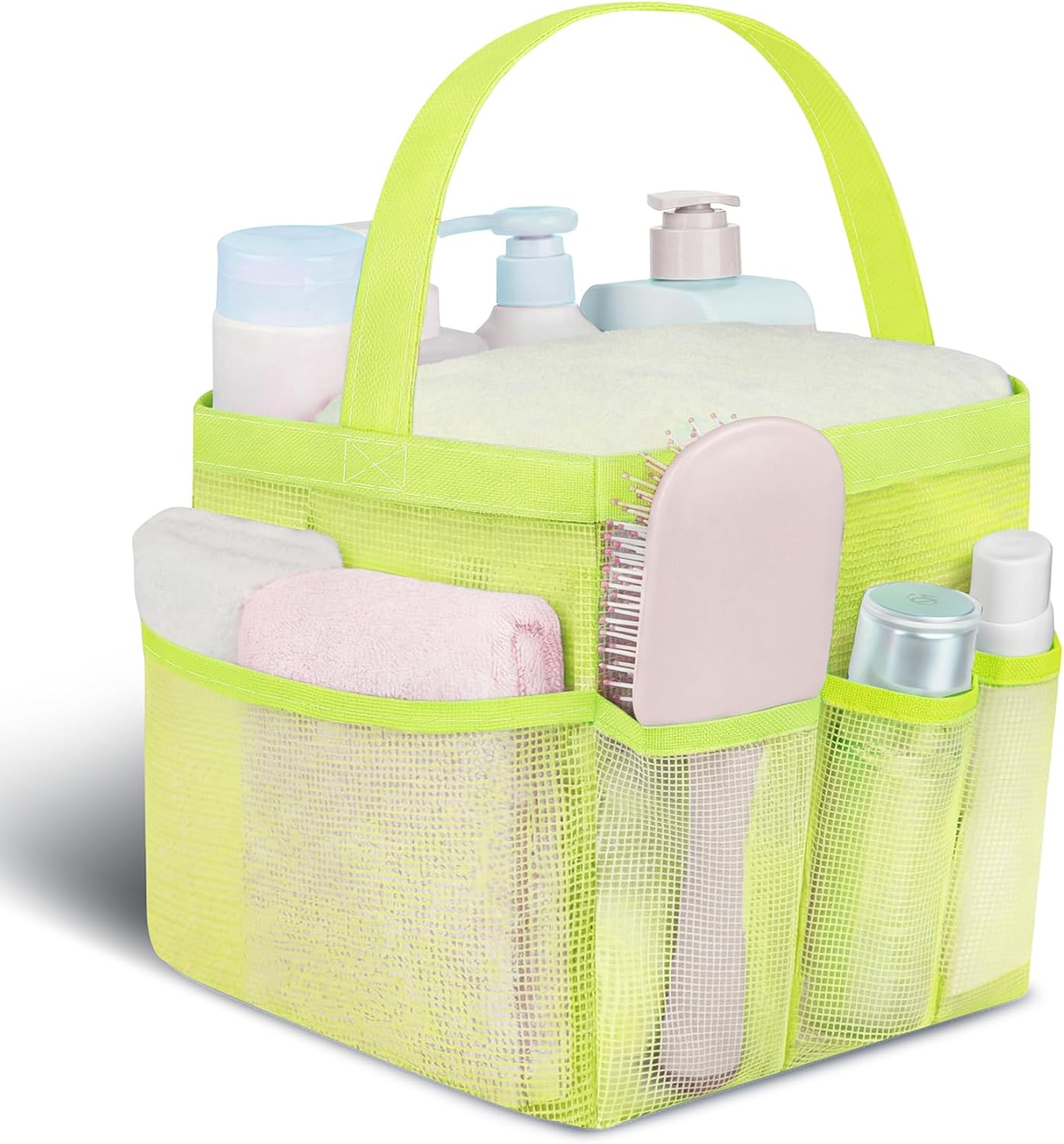 Mesh Shower Caddy Portable for College Dorm Room Camping Essentials, Shower Caddy Dorm with 9-Pockets, Large Capacity Hanging Basket Bathroom Bag for Toiletry, Swimming, Gym, Camp, Beach