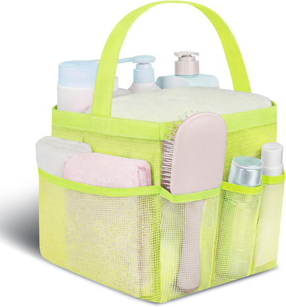 Mesh Shower Caddy Portable for College Dorm Room Camping Essentials, Shower Caddy Dorm with 9-Pockets, Large Capacity Hanging Basket Bathroom Bag for Toiletry, Swimming, Gym, Camp, Beach