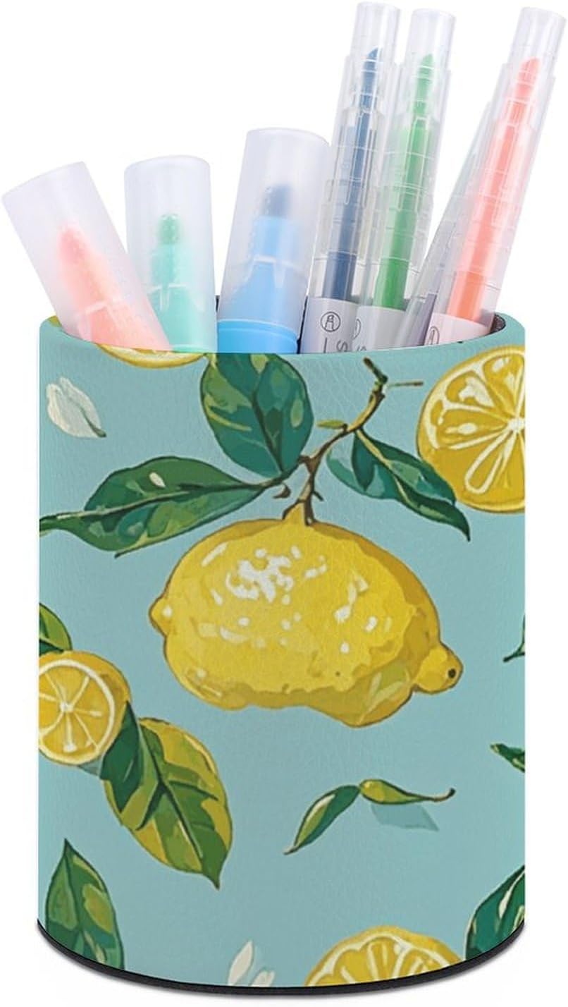 Lemon Pen Holder Office Desk Accessories Cute Makeup Brush Holder Desktop Organizer Storage Case Scandinavian Design Stationery for Home Office Supplies