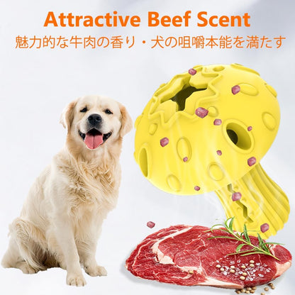 Dog Chew Toy for Large & Medium Dogs, Rubber Treat Dispensing Toy for Aggressive Chewers, Interactive Slow Feeder Tough Puzzle Toys Teeth Cleaning (Red & Yellow)