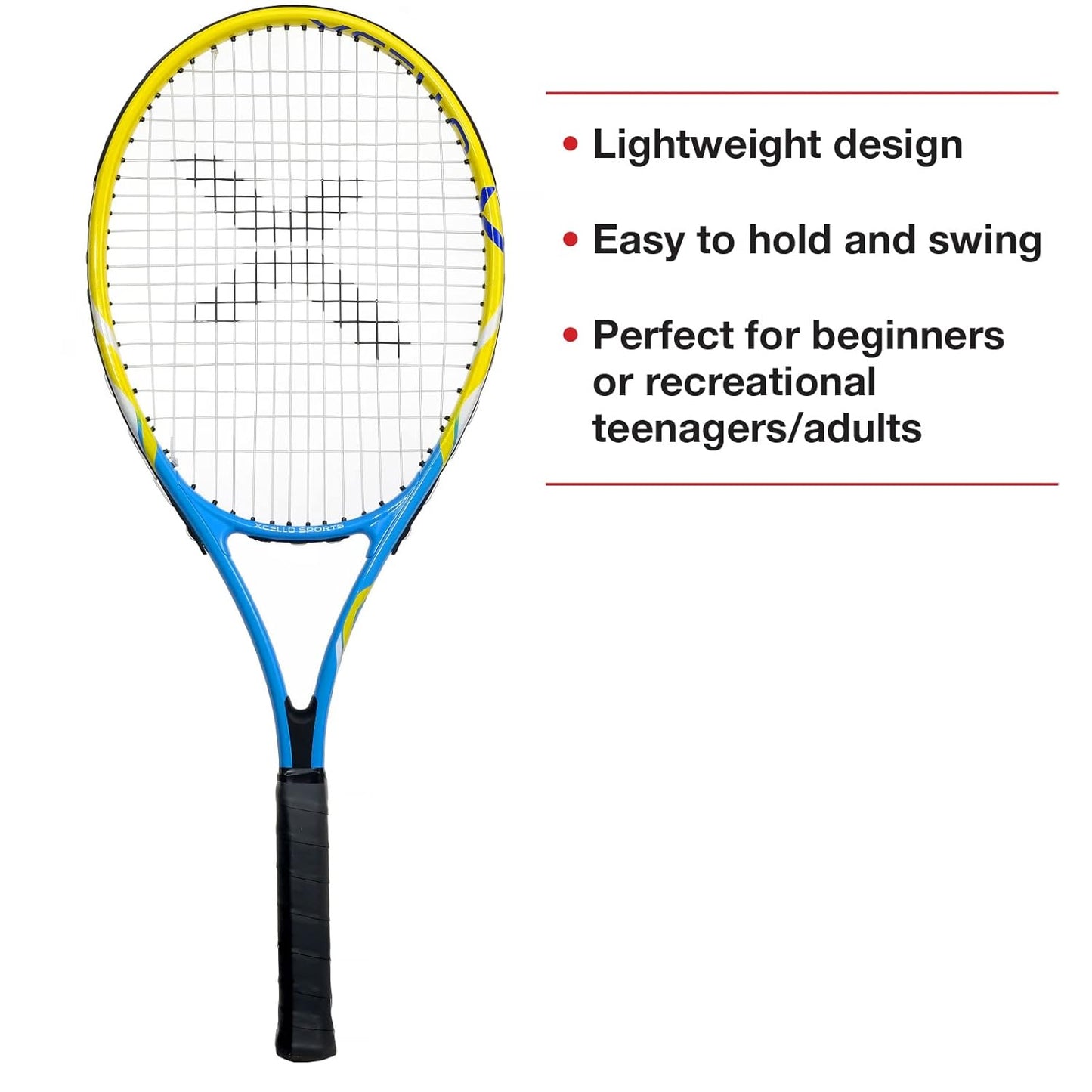 23" Aluminum Racket Set (Blue/Yellow) with 2 Tubes of Tennis Balls and 2 Covers