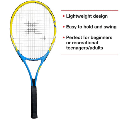 23" Aluminum Racket Set (Blue/Yellow) with 2 Tubes of Tennis Balls and 2 Covers