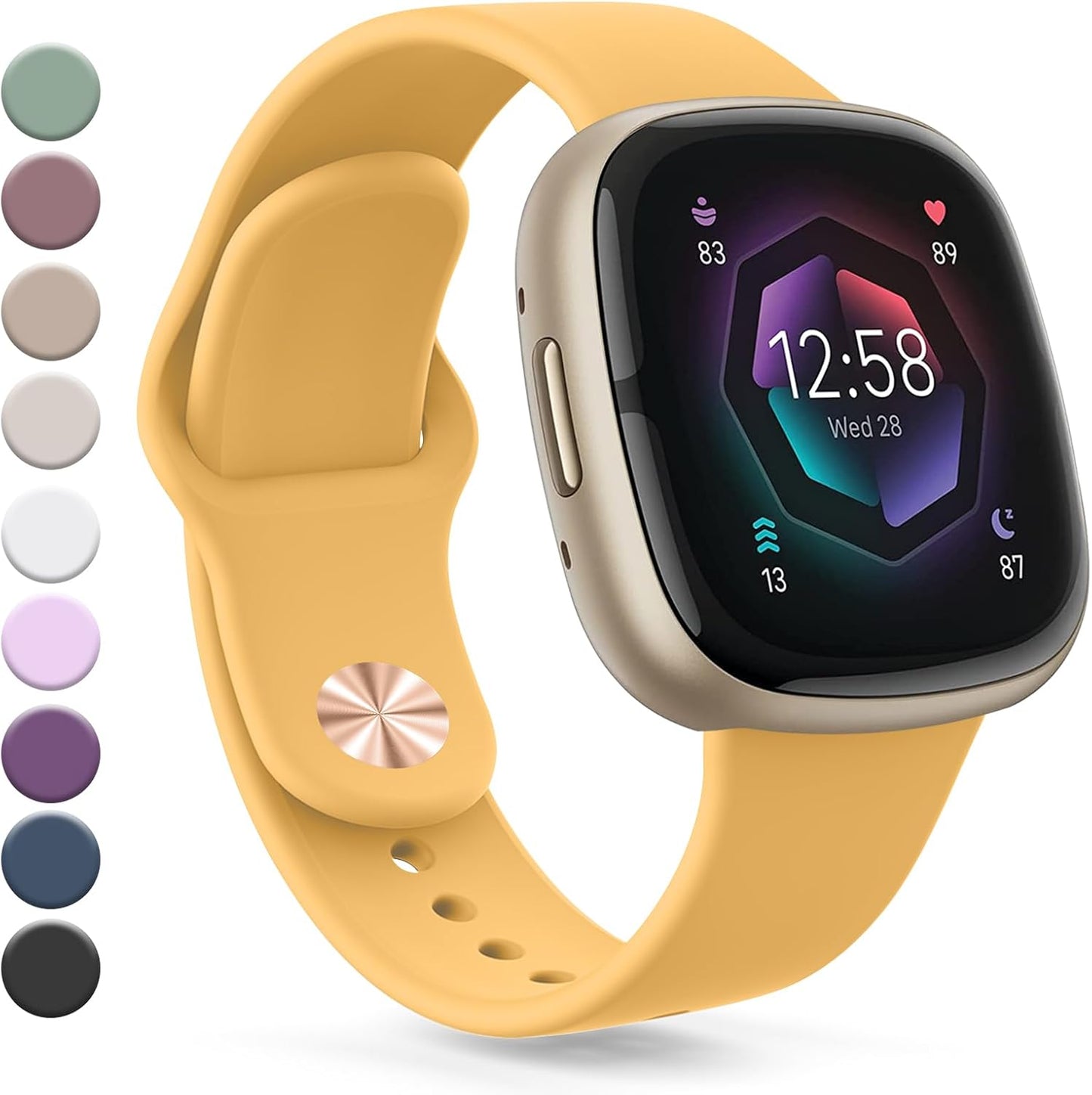 Band Compatible with Fitbit Sense 2 / Sense Bands, Fitbit Versa 4 / Versa 3 Bands Women Men, Soft Silicone Replacement Strap for Fitbit Sense 2 / Versa 4 Smart Watch