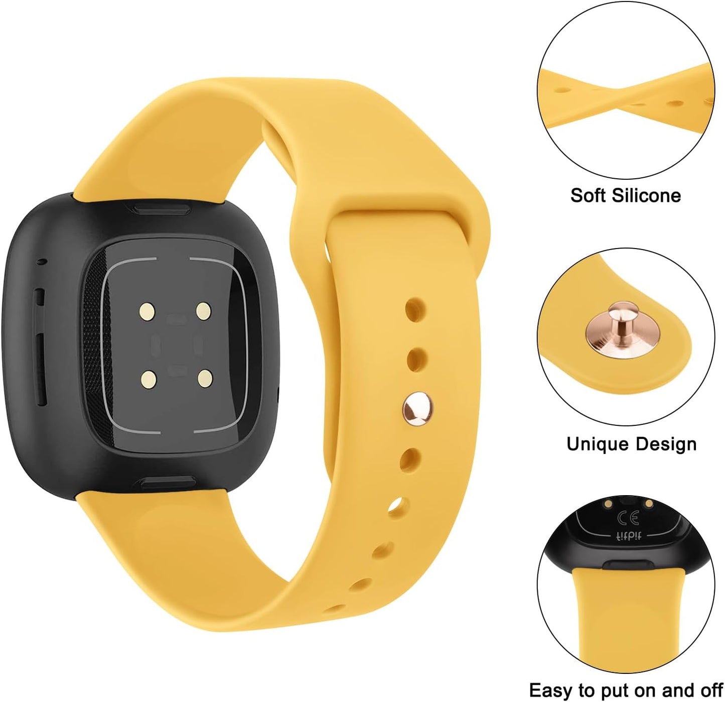 Band Compatible with Fitbit Sense 2 / Sense Bands, Fitbit Versa 4 / Versa 3 Bands Women Men, Soft Silicone Replacement Strap for Fitbit Sense 2 / Versa 4 Smart Watch