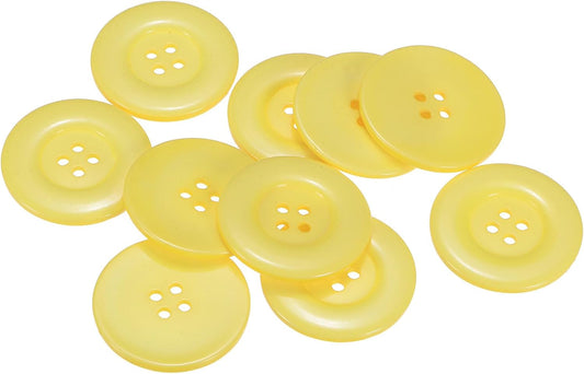 10pcs 60L Sewing Buttons 1-1/2"(38mm) Resin Round Flat 4-Hole Craft Buttons for Sewing Clothing and DIY, Light Yellow