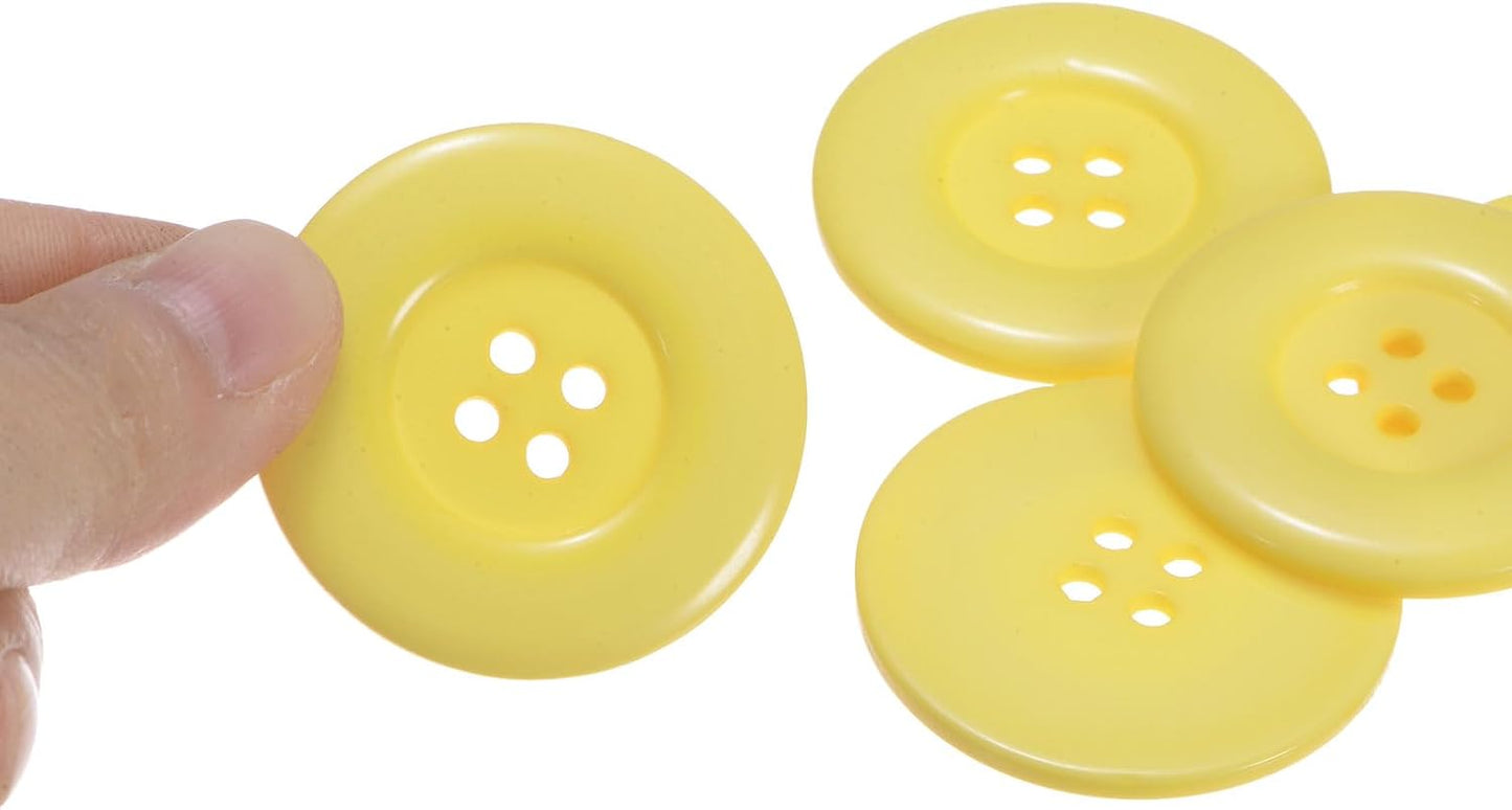 10pcs 60L Sewing Buttons 1-1/2"(38mm) Resin Round Flat 4-Hole Craft Buttons for Sewing Clothing and DIY, Light Yellow