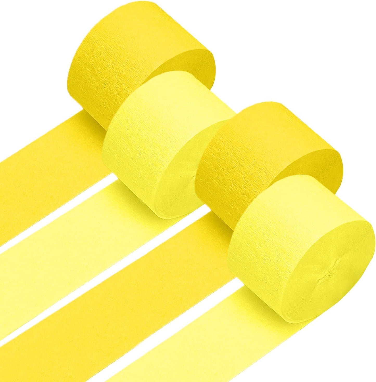 4 Crepe Paper Streamers Rolls, 328ft Pack of Yellow and Pastel Yellow Crepe Paper for Wedding Bridal Baby Shower Birthday Sunflower Lemon Theme Party Decorations (1.8 inch x 82 ft/Roll)