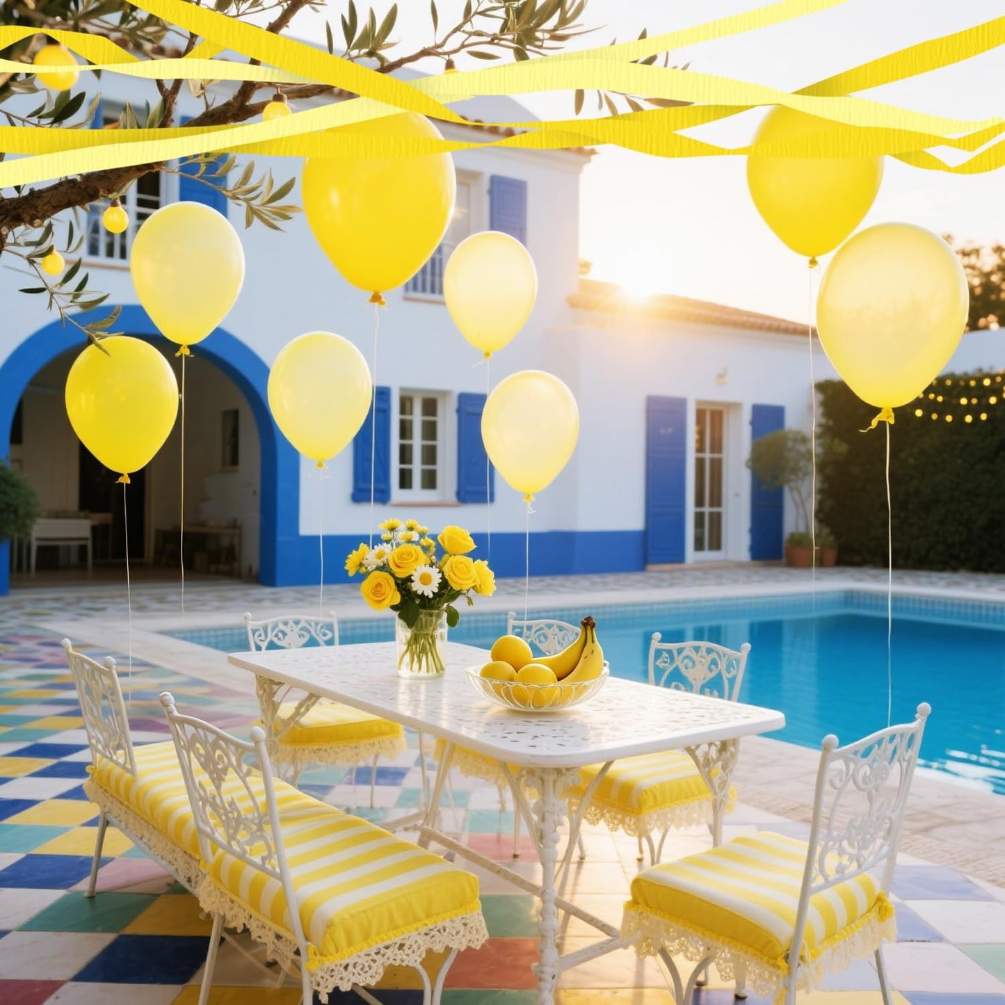 4 Crepe Paper Streamers Rolls, 328ft Pack of Yellow and Pastel Yellow Crepe Paper for Wedding Bridal Baby Shower Birthday Sunflower Lemon Theme Party Decorations (1.8 inch x 82 ft/Roll)