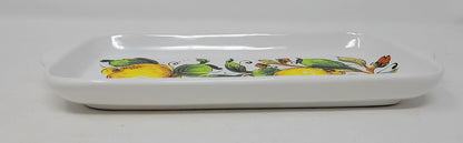 Nova Deruta Serving Appetizer Tray Plate, Handles, Large Lemons w/Blossoms, Leaves, Made in Italy, Italian Exclusively Handcrafted Earthenware for Sur La Table, Biscuit, Butter Platter 11" x 5.25"