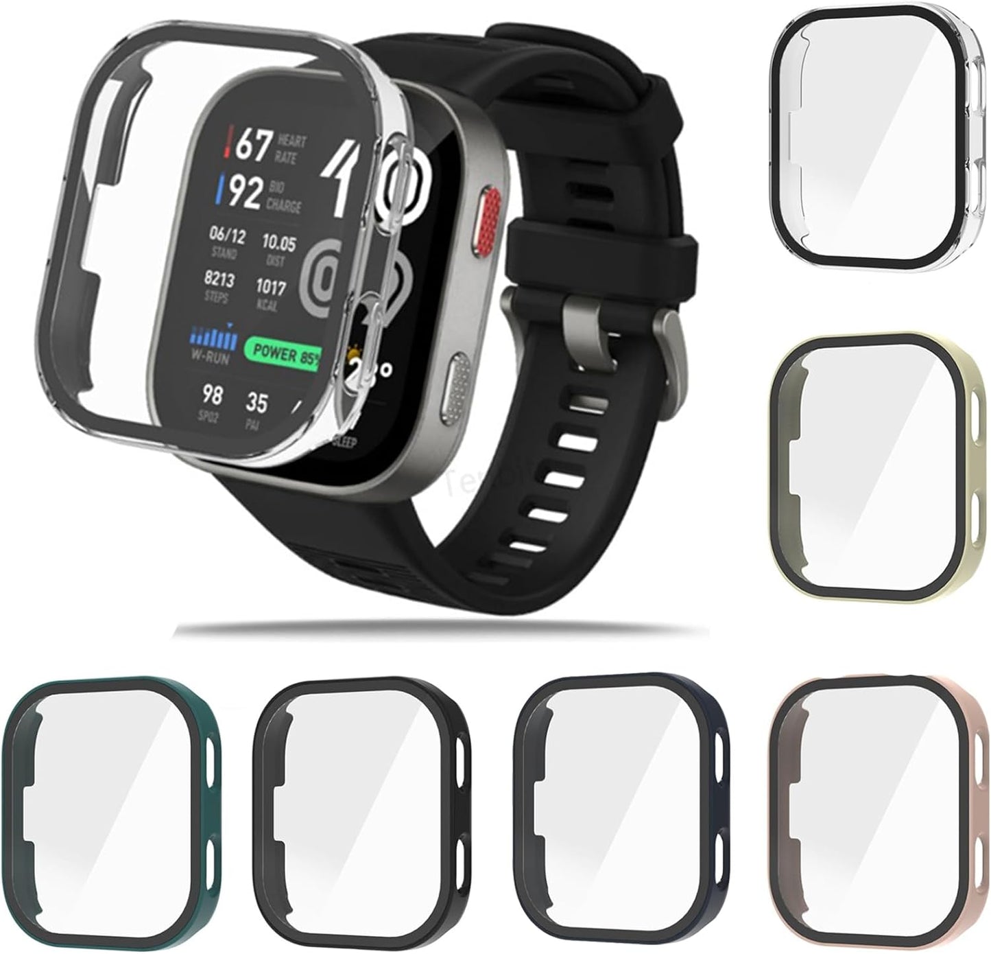 Screen Protector Case Compatible with Amazfit Bip Max 50mm Watch Band, Full Coverage, Hard PC Bumper, Ultra-Thin, Scratch Resistant, All-Around Screen Protector for Amazfit Bip Max Smartwatch