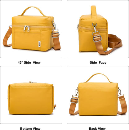 Insulated Lunch Bags for Women Cooler Bag Lightweight Nylon Waterproof Lunch Box For Work (Earth-yellow, Medium(normal))