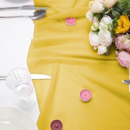 12 Pack Chiffon Table Runner 14x108 Inch Long 9ft Sheer Table Runners for Party Romantic Wedding Bridal Shower Fall Decorations-Yellow