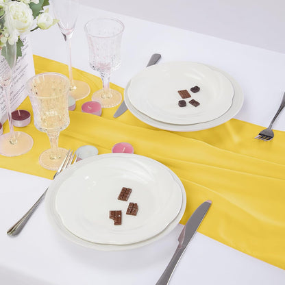 12 Pack Chiffon Table Runner 14x108 Inch Long 9ft Sheer Table Runners for Party Romantic Wedding Bridal Shower Fall Decorations-Yellow