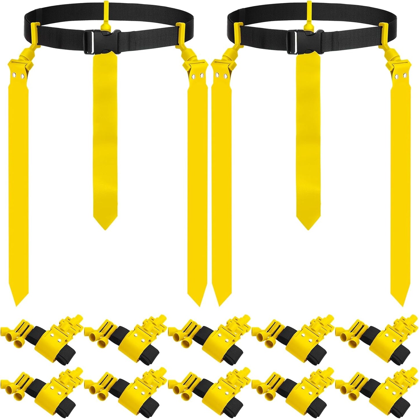 10/12 Players Flag Football Belts and Flags Adjustable Football Belts for Kids Teens Adults Team Training Sport Event