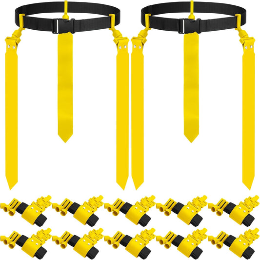 10/12 Players Flag Football Belts and Flags Adjustable Football Belts for Kids Teens Adults Team Training Sport Event