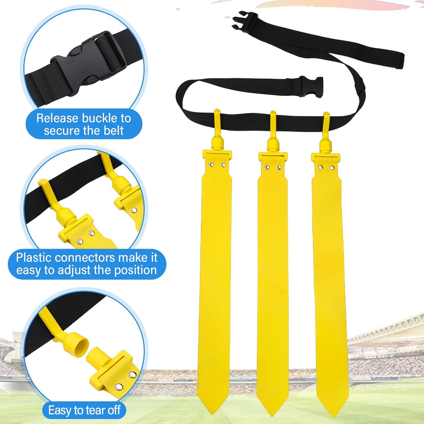 10/12 Players Flag Football Belts and Flags Adjustable Football Belts for Kids Teens Adults Team Training Sport Event