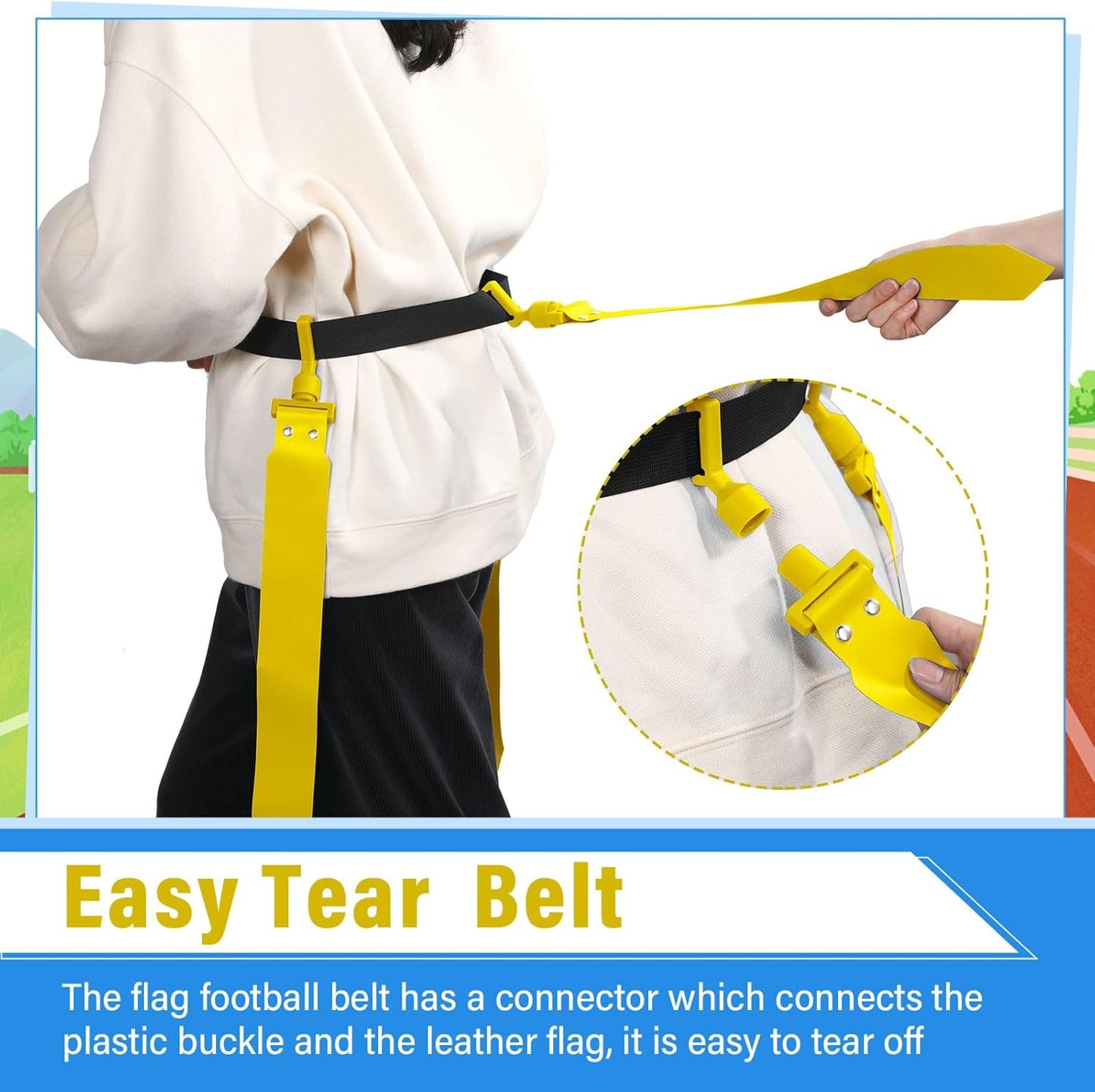 10/12 Players Flag Football Belts and Flags Adjustable Football Belts for Kids Teens Adults Team Training Sport Event