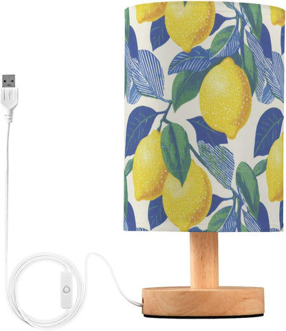 Bedside Table Lamp Lemon Yellow Citrus Fruits (26) Kids Nightstand Lamp Night Light Fabric Shade for Bedroom Living Room Home Office