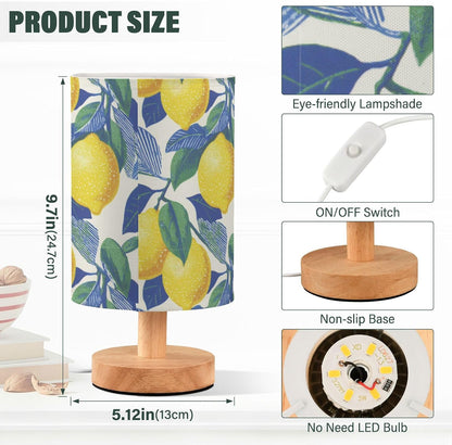Bedside Table Lamp Lemon Yellow Citrus Fruits (26) Kids Nightstand Lamp Night Light Fabric Shade for Bedroom Living Room Home Office