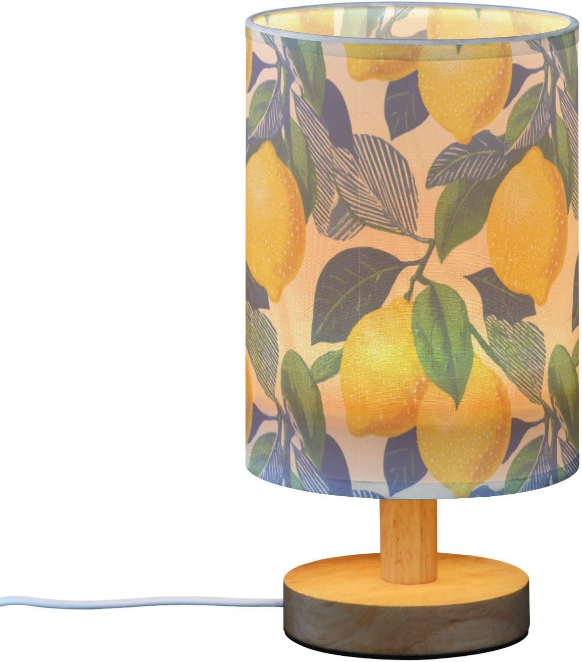 Bedside Table Lamp Lemon Yellow Citrus Fruits (26) Kids Nightstand Lamp Night Light Fabric Shade for Bedroom Living Room Home Office