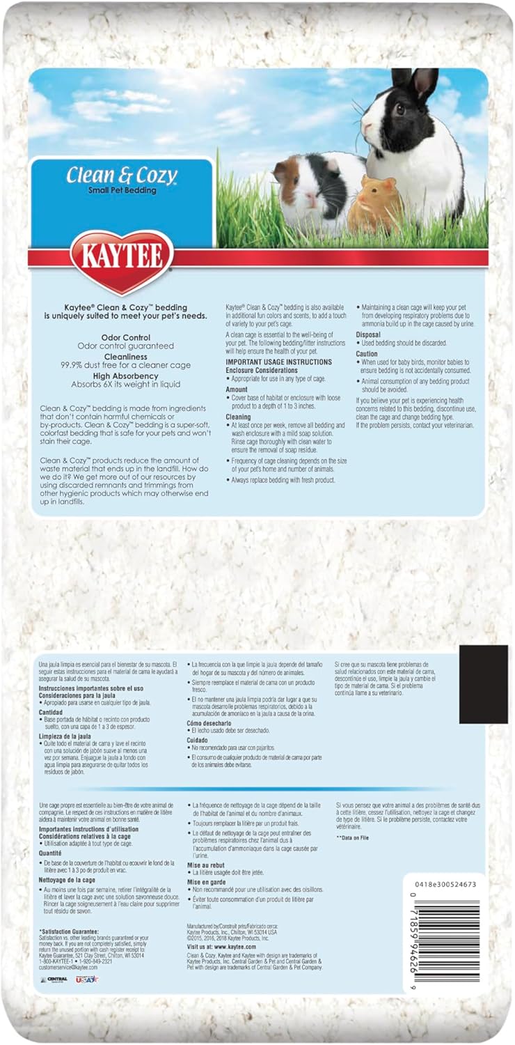 Clean & Cozy White Paper Bedding, Made for Small Animals, 49.2 Liters