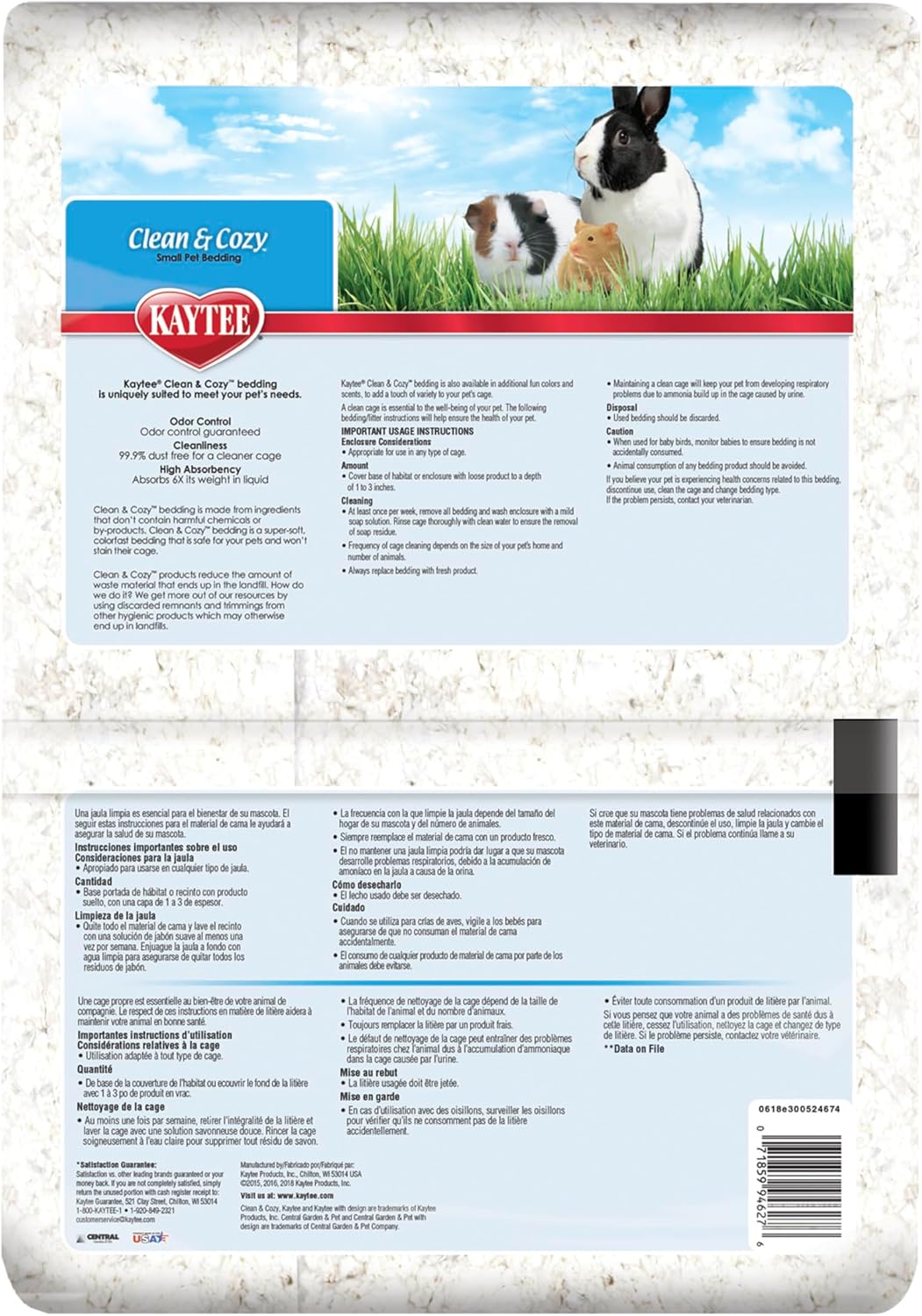 Clean & Cozy White Paper Bedding, Made for Small Animals, 49.2 Liters