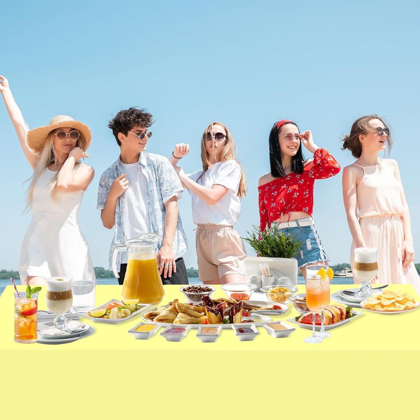3 Pack Light Yellow Tablecloths, Yellow Disposable Plastic Waterproof Table Cover, 54" x 108", for Birthday, Baby Shower，Wedding, Bridal Shower, Picnic Camping Parties