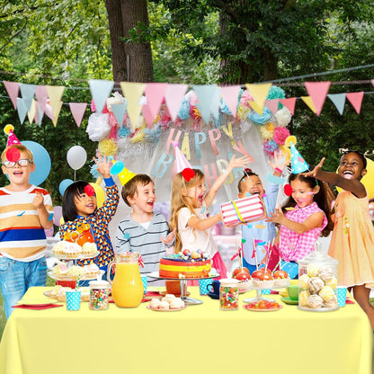 3 Pack Light Yellow Tablecloths, Yellow Disposable Plastic Waterproof Table Cover, 54" x 108", for Birthday, Baby Shower，Wedding, Bridal Shower, Picnic Camping Parties