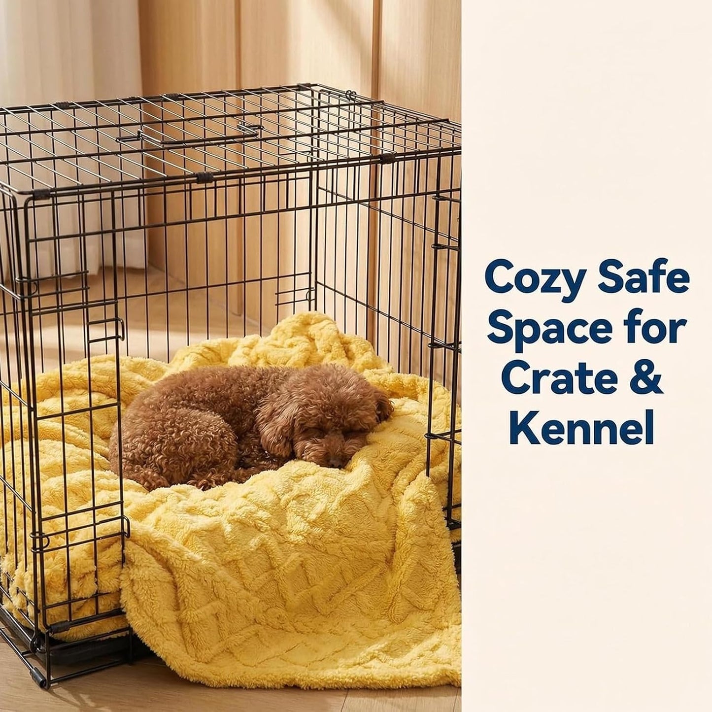 Emotional Support Yellow Blanket for Dogs, Polyester Pet Blanket with Cable Knit Pattern, Pet Throw for Couch Bed Crate Car, Machine Washable for Daily Use (Yellow, 70 * 100cm)
