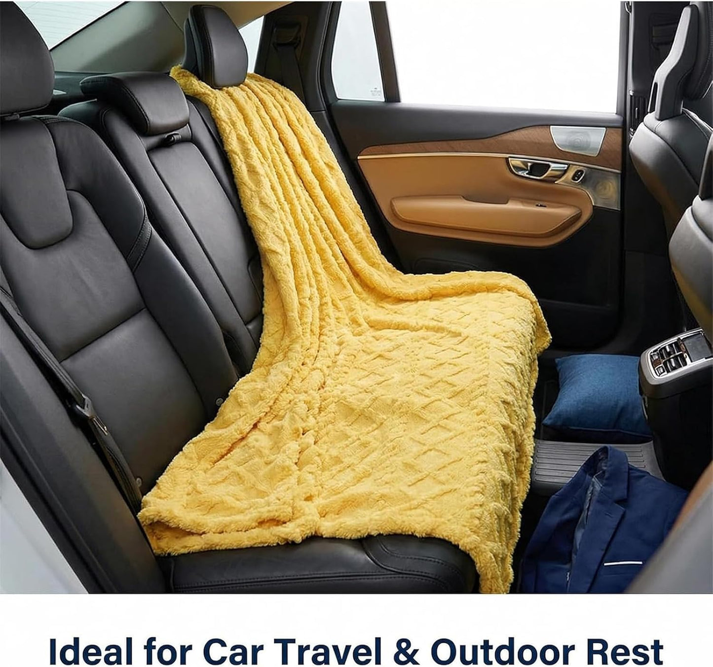 Emotional Support Yellow Blanket for Dogs, Polyester Pet Blanket with Cable Knit Pattern, Pet Throw for Couch Bed Crate Car, Machine Washable for Daily Use (Yellow, 70 * 100cm)