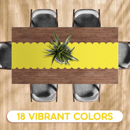 Yellow Plastic Disposable Table Runner. 5 Pack 14 x 108 inch. Scallop Table Runner Adds A Pop of Color to Your Party Table
